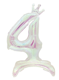 Шар (32''/81 см) Цифра на подставке, 4 Корона, Хамелеон, Хамелеон, 1 шт. в уп.