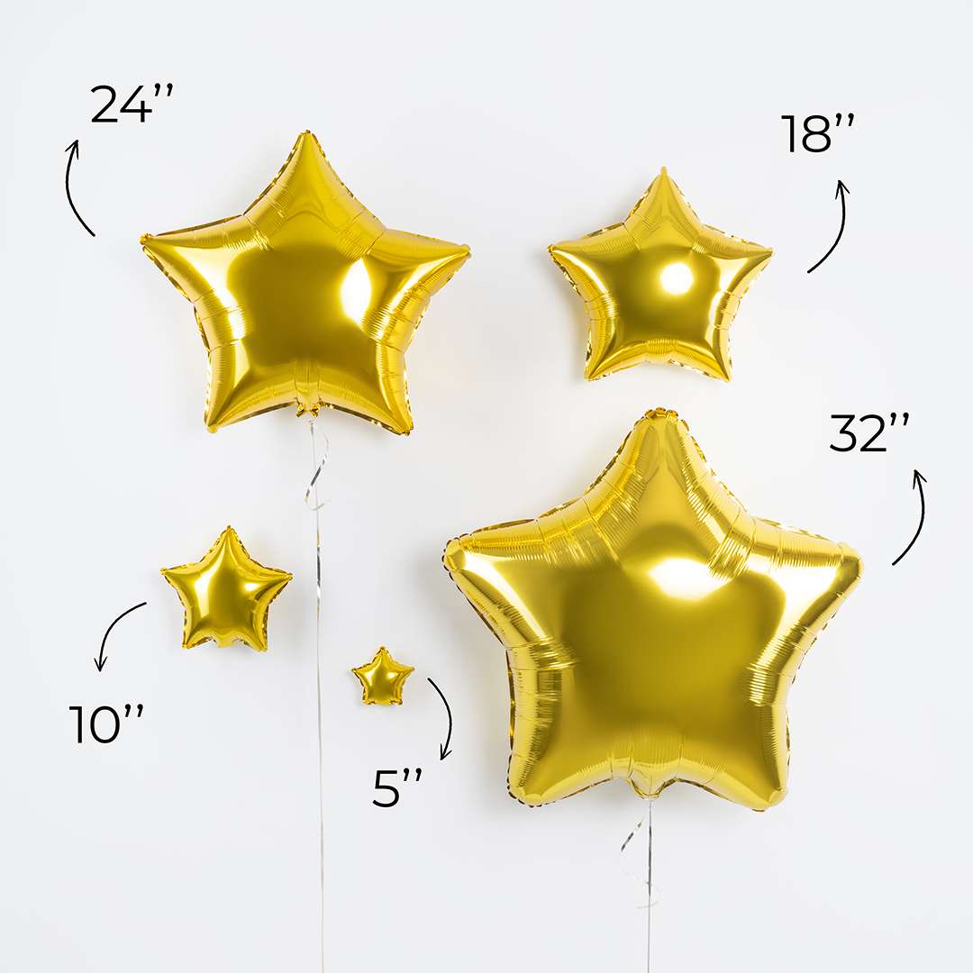 Шар (32''/81 см) Звезда, Золото, Металлик, 1 шт.