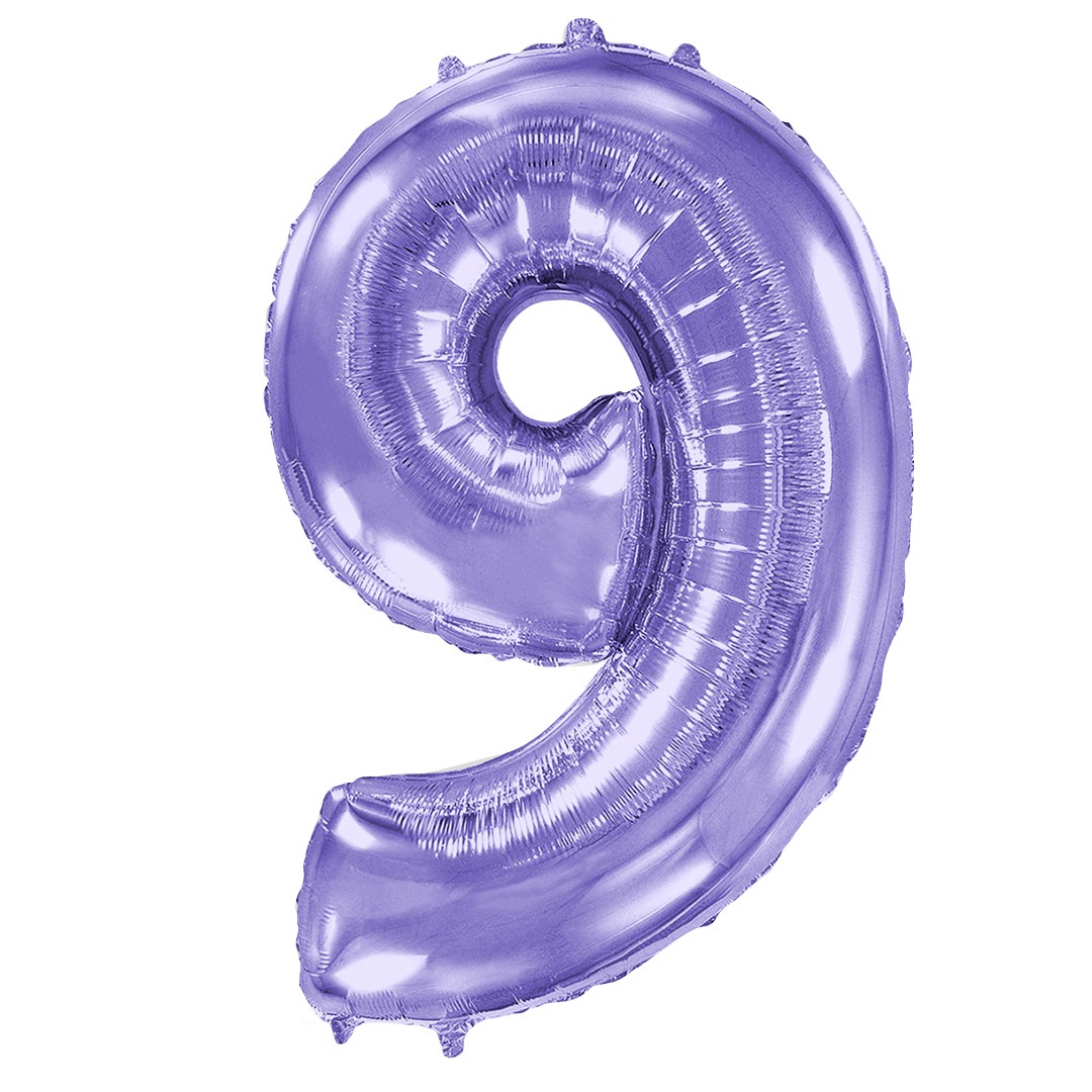 Шар (40''/102 см) Цифра, 9, Сиреневый, 1 шт. в уп.