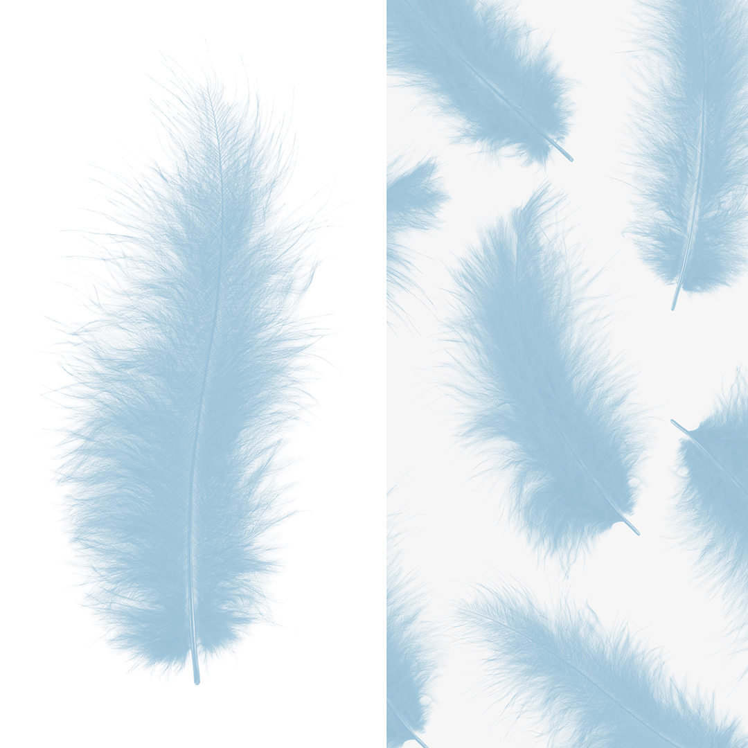 Перья, Премиум, Светло-голубой, 12-15 см, 30 шт.