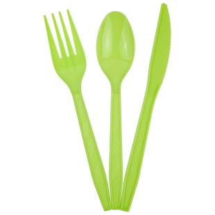 Набор столовых приборов, Вилки, Ложки, Ножи: 3*6 шт, Зеленый, 15 см, 18 шт. в упак. 