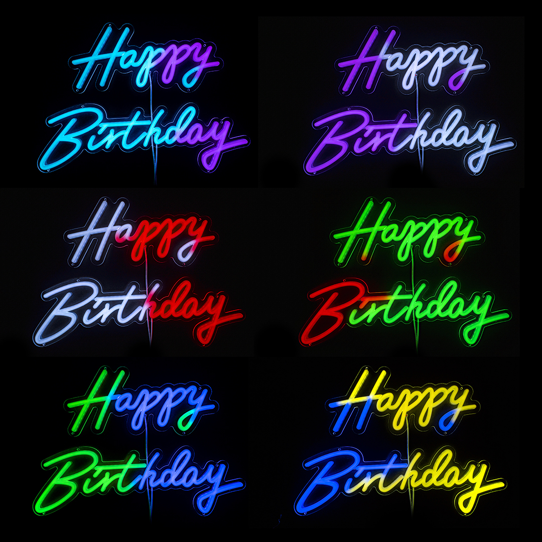Световая надпись на подложке Happy Birthday, 23*42, 21*59 см. Разноцветный, 1 шт.