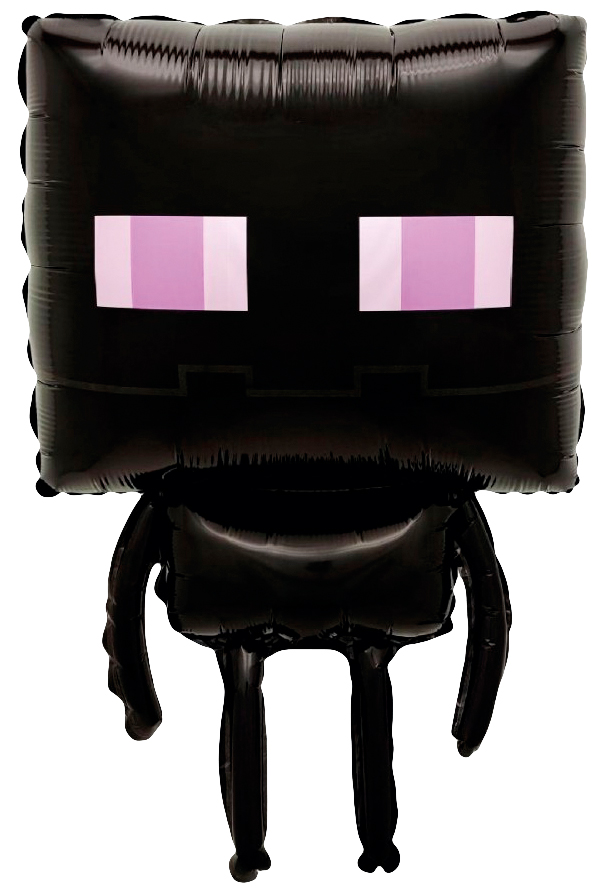 Шар (26''/66 см) Фигура, Пиксельный монстр, Черный, 1 шт.