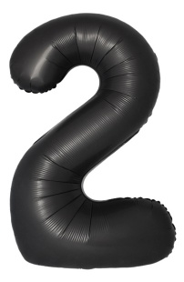 Шар (40''/102 см) Цифра, 2 Slim, Черный, Сатин, 1 шт. в уп.