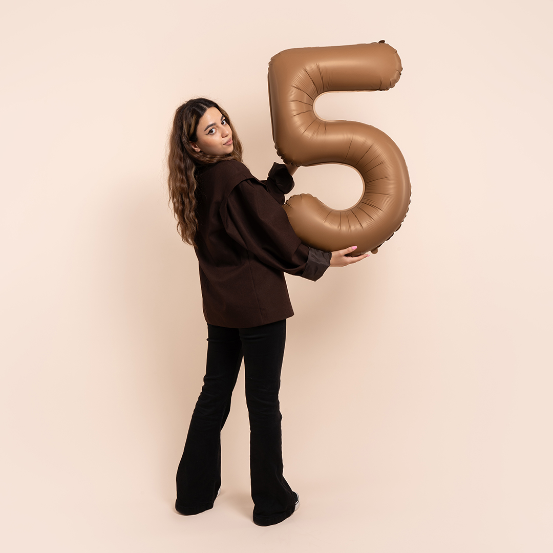 Шар (40''/102 см) Цифра, 5 Slim, Шоколад, Матовый, 1 шт. Шар (40''/102 см) Цифра, 5 Slim, Шоколад, Матовый, 1 шт.