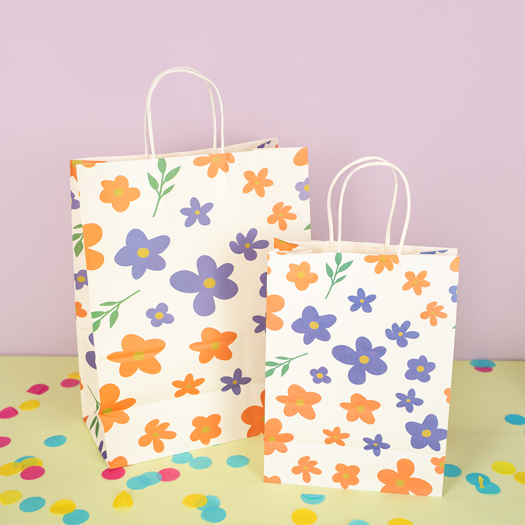 Пакет подарочный, Крафт 120гр, Цветочный орнамент, Дизайн №2, 33*25,5*12,5 см, 1 шт.