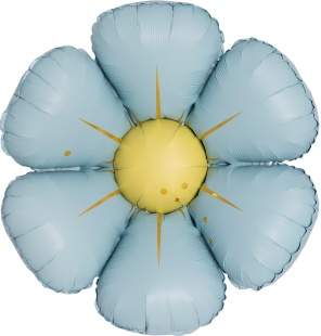 Шар (25''/64 см) Цветок, Ромашка (надув воздухом), Голубой, Сатин, 1 шт.