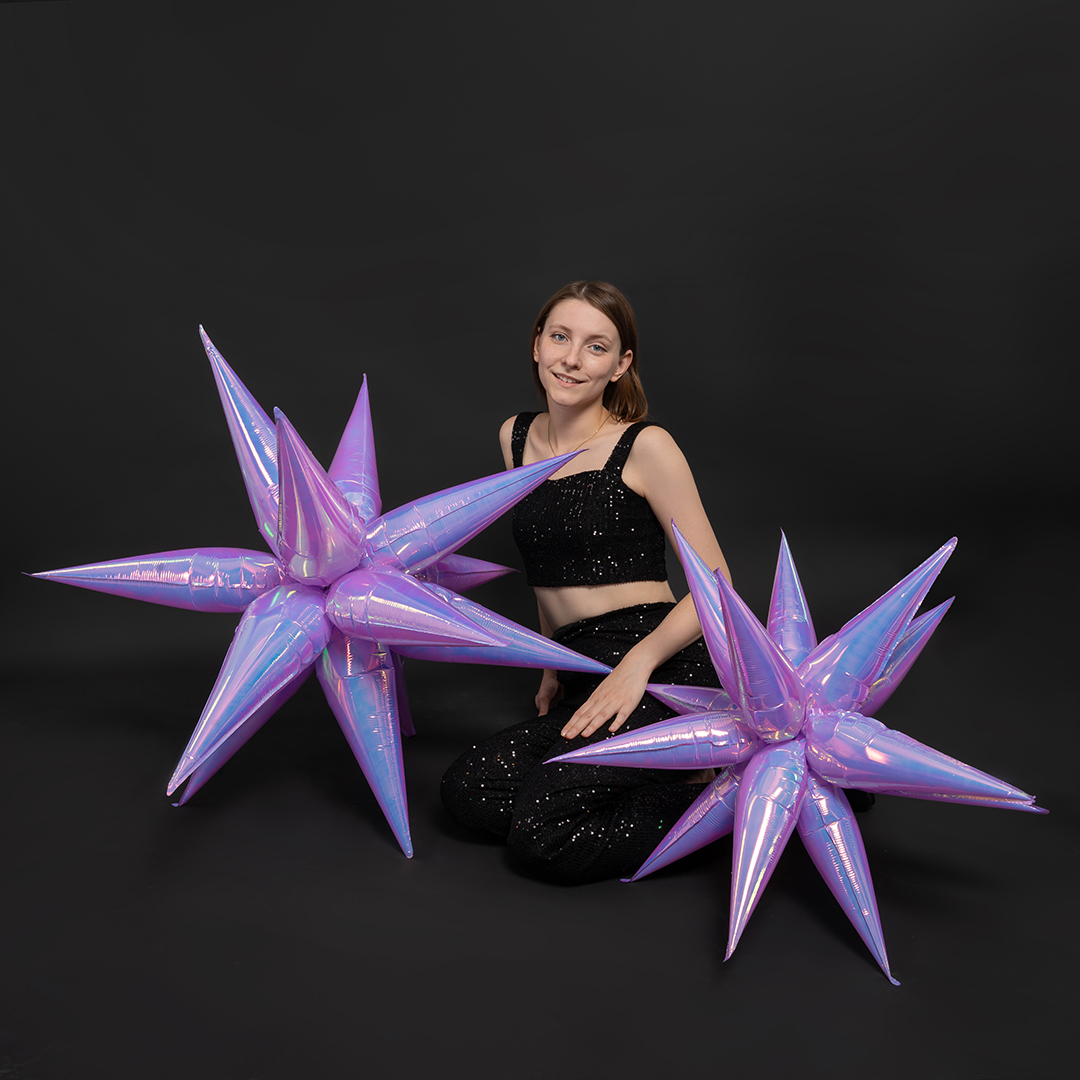 Шар 3D (26''/66 см) Звезда, Составная, Сиреневый, Хамелеон, 1 шт. в уп.