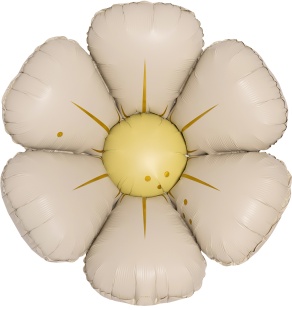 Шар (25''/64 см) Цветок, Ромашка (надув воздухом), Кремовый, Сатин, 1 шт.