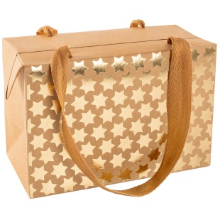 Пакет-коробка, Крафт 230гр, Роскошь золота, Дизайн №3, Металлик, 12*18*9 см, 1 шт.