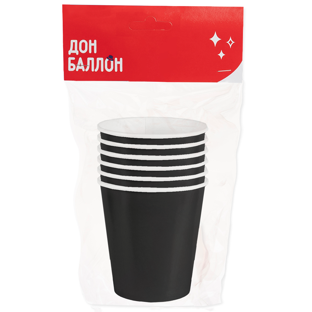 Стаканы (250 мл) Мастхэв, Черный, 6 шт.