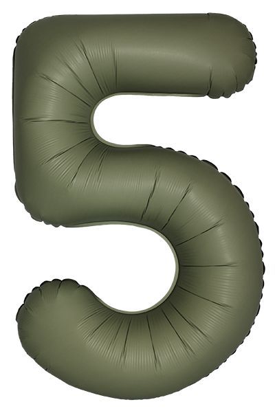 Шар (40''/102 см) Цифра, 5 Slim, Оливковый, Матовый, 1 шт.