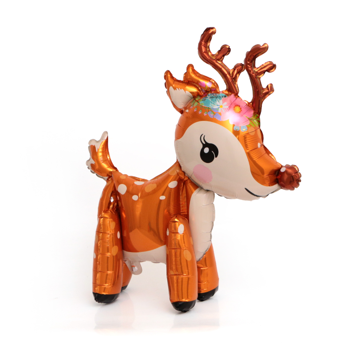 Шар 3D (22''/56 см) Фигура, Олень в цветочном венке, 1 шт. в уп.