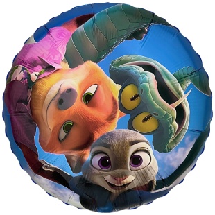 Шар (18''/46 см) Круг, Мистер Лис и Зайка Полицейский, Команда, 1 шт.