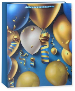 Пакет подарочный, 210гр, Праздничные шары, Дизайн №1, 24*18*8,5 см, 1 шт.