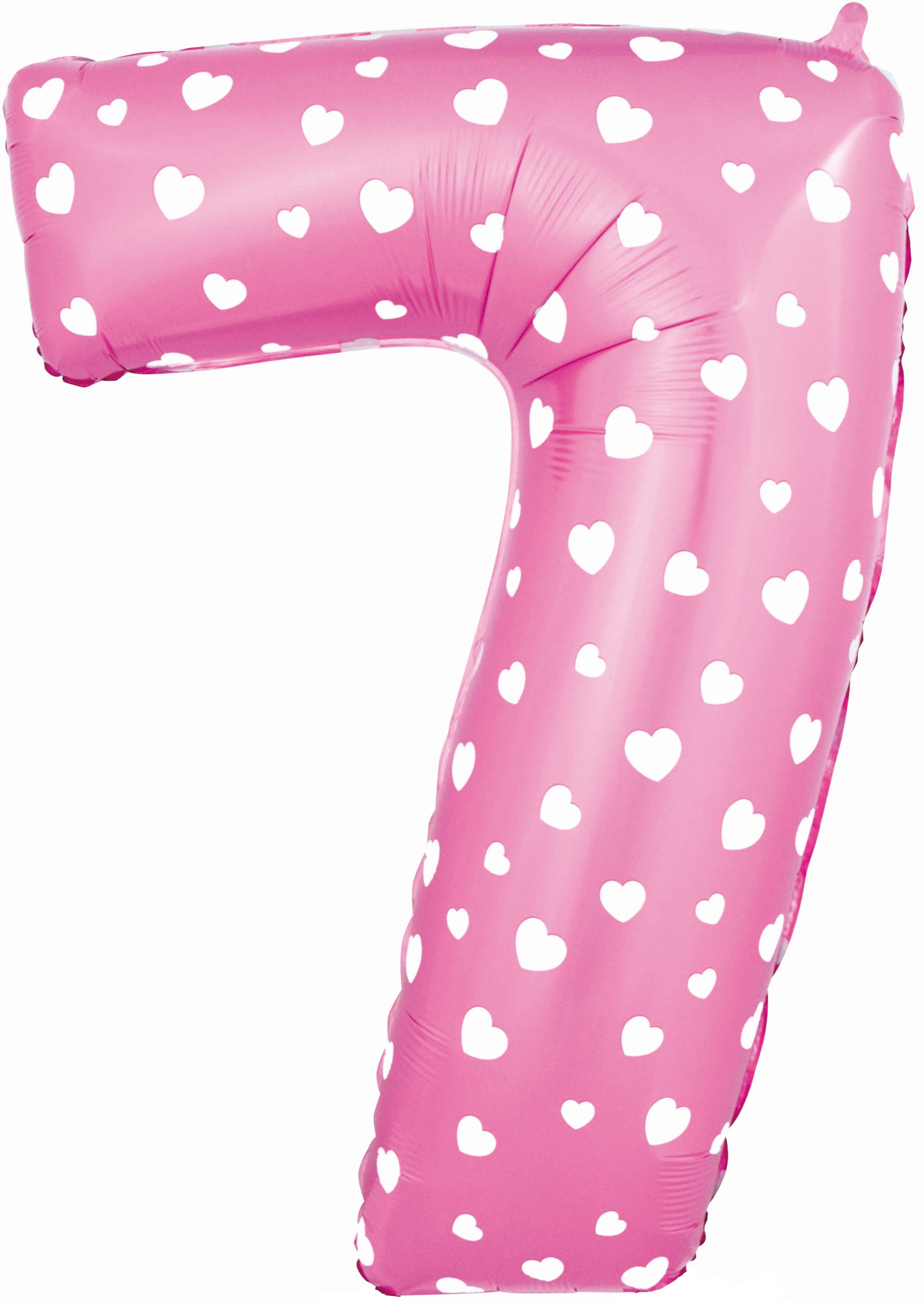 Шар (40''/102 см) Цифра, 7 Сердечки, Розовый, 1 шт. в уп.
