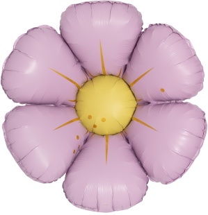 Шар (25''/64 см) Цветок, Ромашка (надув воздухом), Сиреневый, Сатин, 1 шт.