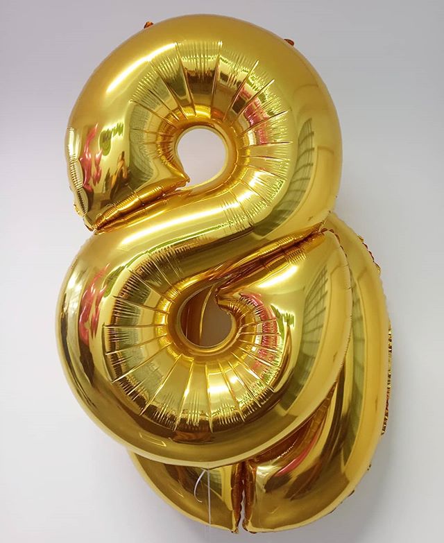 Шар (40''/102 см) Цифра, 8, Золото, 1 шт.