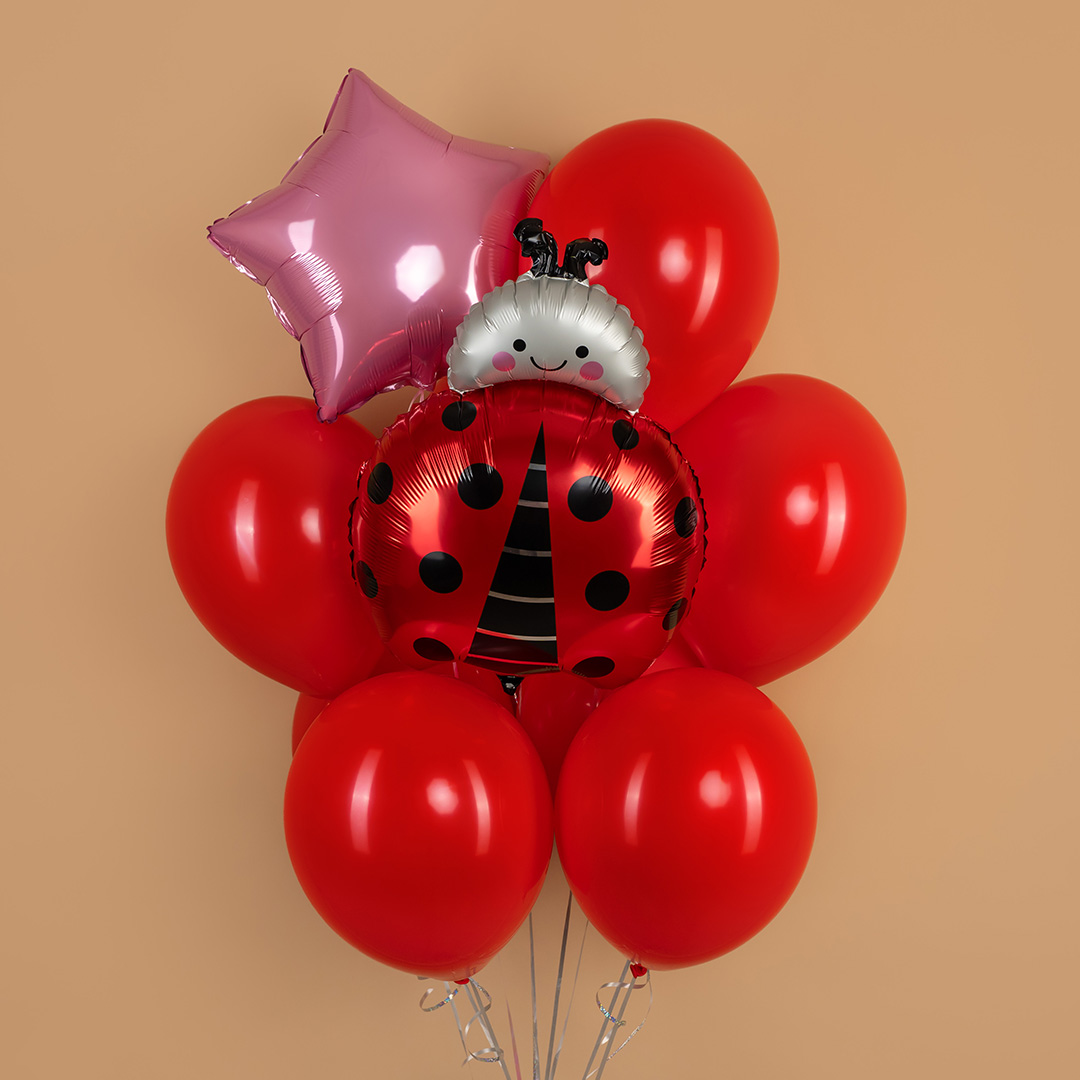Шар (28''/71 см) Фигура, Божья коровка, Красный, 1 шт.