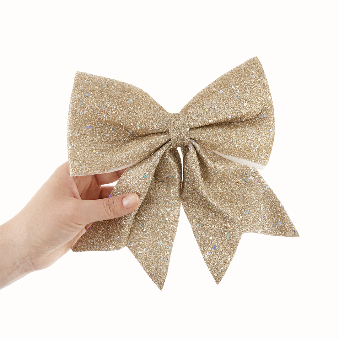 Декоративный бант Праздничный, Шампань, с блестками, 20*25 см, 1 шт. в упак. 