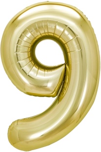 Шар (40''/102 см) Цифра, 9, Белое золото, Металлик, 1 шт. в уп.