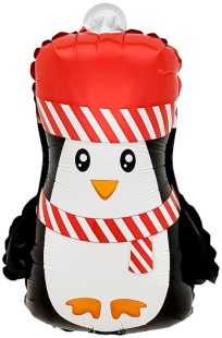 Шар с клапаном (17''/43 см) Мини-фигура, Новогодний пингвин, 5 шт. в уп.