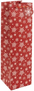 Пакет подарочный для вина, 210гр, Новогодние снежинки, Металлик, 38*11*11 см, 1 шт.