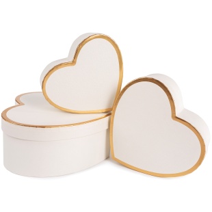 Набор коробок Сердце, Золотая кайма, Белый, 22*20*9 см, 3 шт. в упак. 