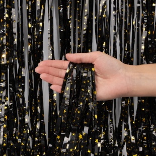 Занавес Дождик Звезды Люкс, Черный, Металлик, 100*200 см, 1 шт.