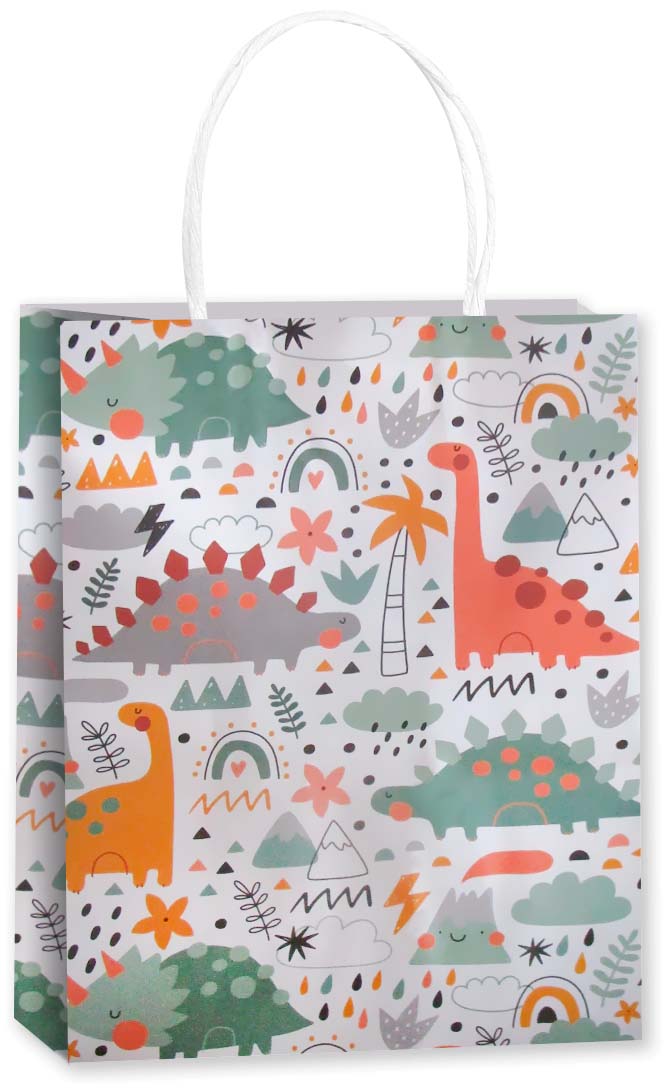 Пакет подарочный, Крафт 120гр, Динозаврики, 9,5*25,5*12,5 см, 1 шт.