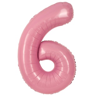 Шар (40''/102 см) Цифра, 6, Розовый, Матовый, 1 шт. в уп.