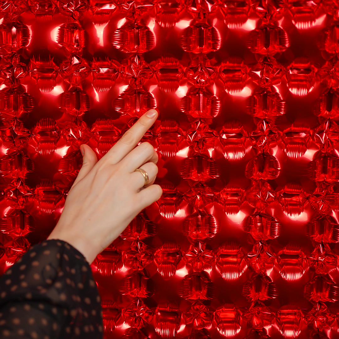 Шар (55''/140 см) Сердце, надув воздухом, Красный, Металлик, 1 шт.