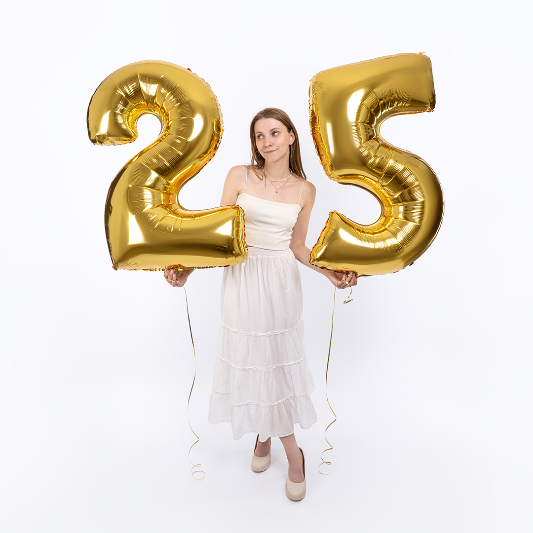 Шар (40''/102 см) Цифра, 2, Золото, 1 шт.
