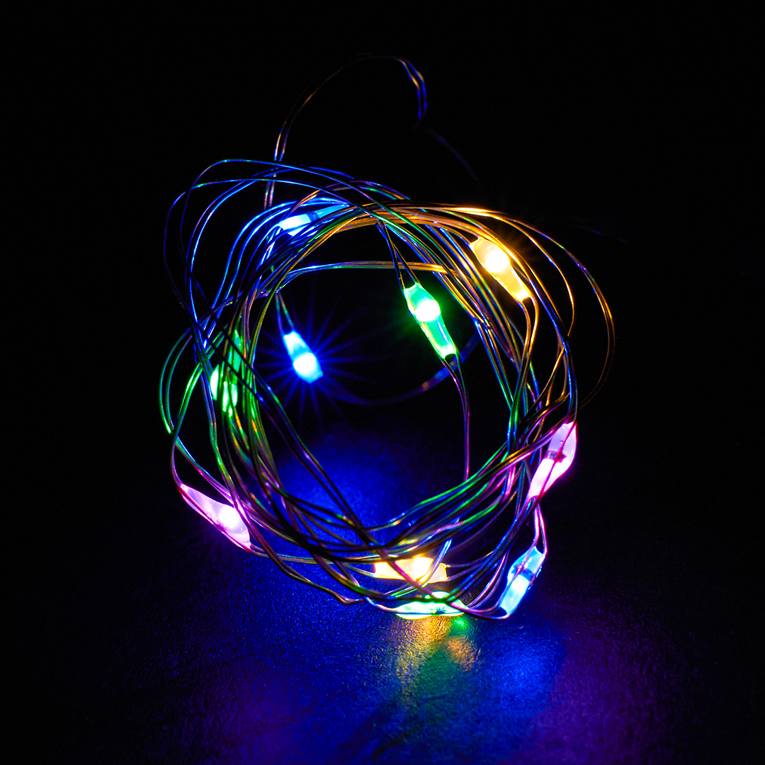Светодиодная гирлянда, Роса 10 Led, IP10, 1 м. Разноцветный, 1 шт.