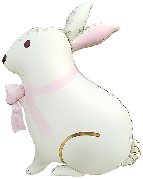 Шар (33''/84 см) Фигура, Зайка с розовым бантиком, Сатин, 1 шт.