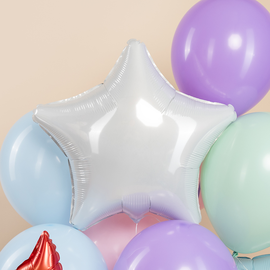 Шар (19''/48 см) Звезда, Белый блеск, 1 шт.
