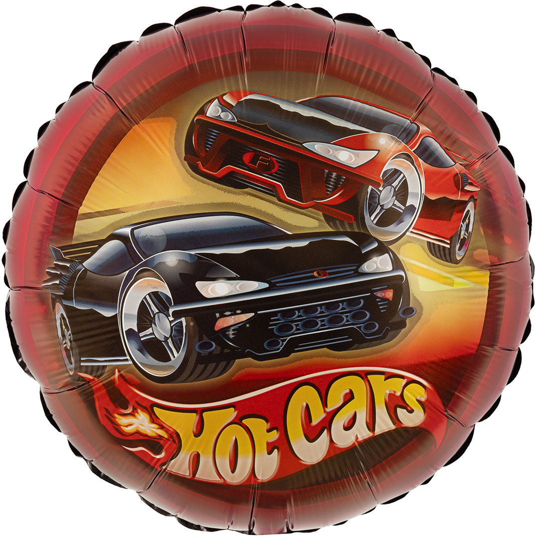 Шар (18''/46 см) Круг, Горячие машинки, Красный, 1 шт.
