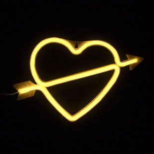 Световая фигура Сердце, со стрелой, 18*28 см. Теплый белый, 1 шт.