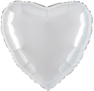 Шар (22''/56 см) Сердце, Белый, 1 шт. в уп.