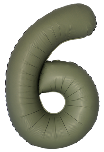 Шар (40''/102 см) Цифра, 6 Slim, Оливковый, Матовый, 1 шт.