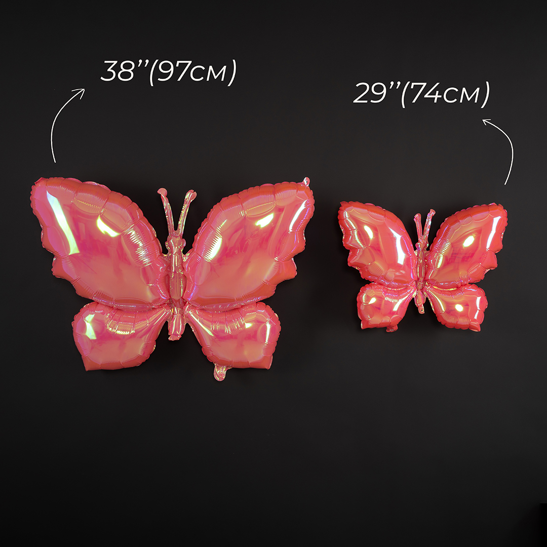 Шар (26''/66 см) Фигура, Бабочка (надув воздухом), Розовый, Хамелеон, 1 шт. в уп.