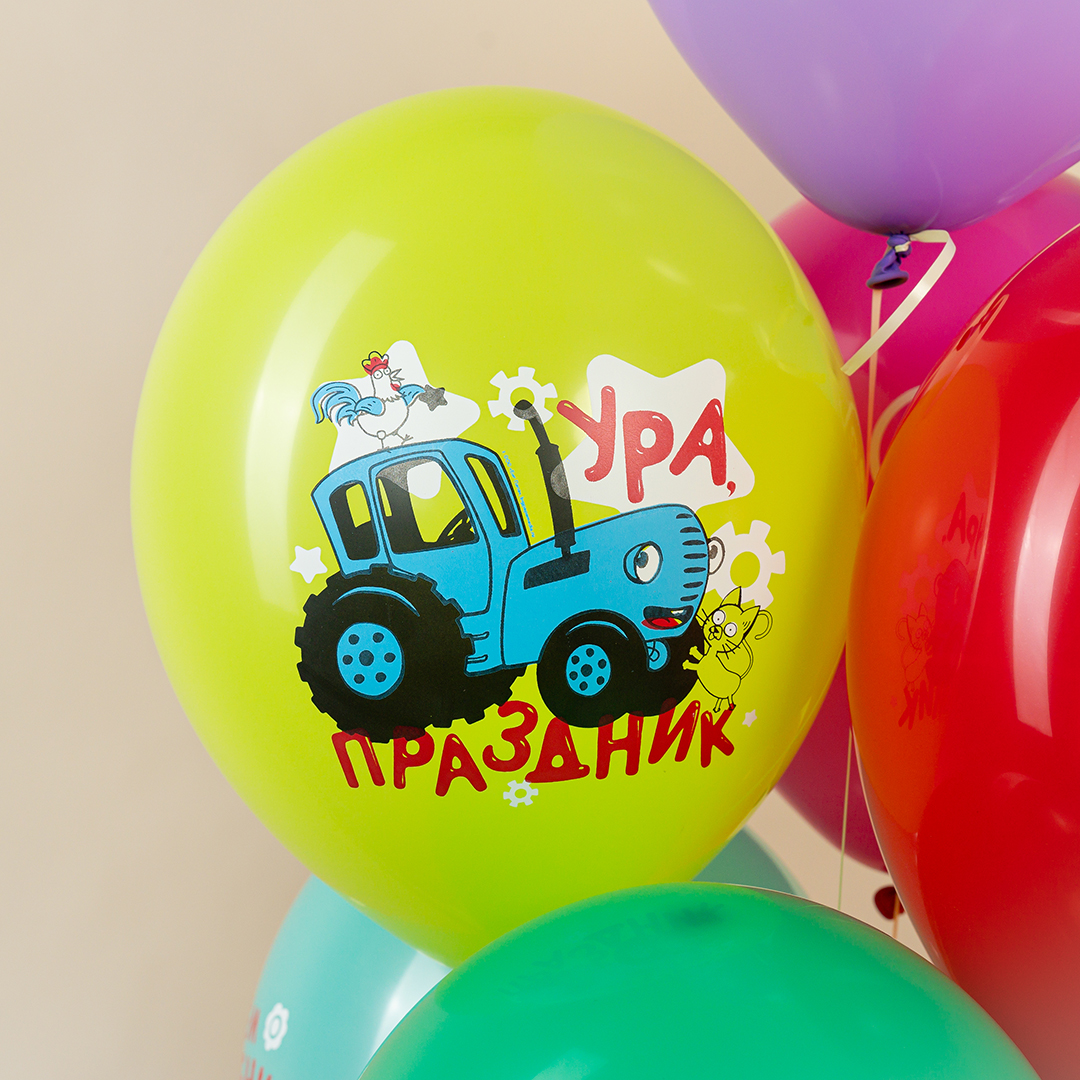 Шар (12''/30 см) Синий трактор, С Днем Рождения!, Ассорти, пастель, 1 ст, 25 шт.