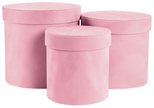 Набор коробок Цилиндр, Бархат, Розовый, 18*17*11 см, 3 шт. в упак. 