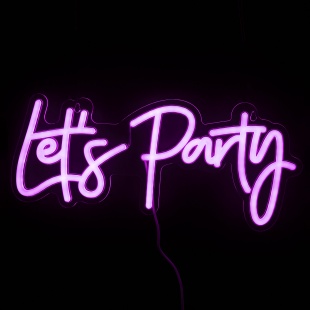 Световая надпись на подложке Let's Party, 18,5*43 см. Розовый, 1 шт.