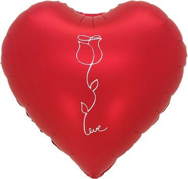 Шар (18''/46 см) Сердце, Роза, Красный, Сатин, 1 шт.