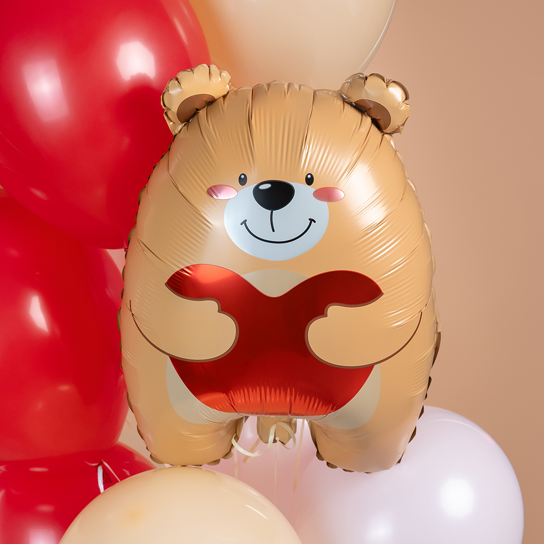 Шар (21''/53 см) Фигура, Мишка с сердцем, 1 шт.