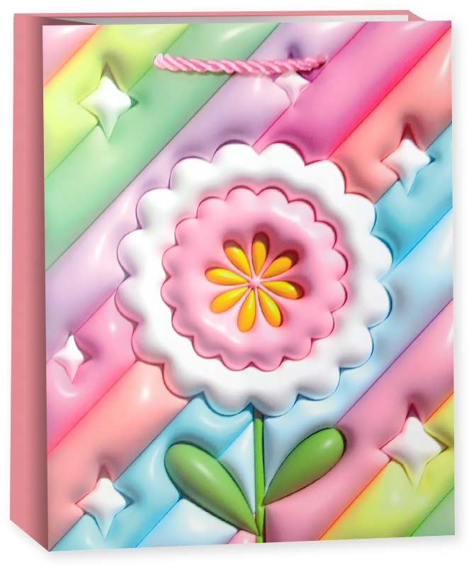 Пакет подарочный, 210гр, Красочный цветок, Дизайн №3, 32*26*10 см, 1 шт.