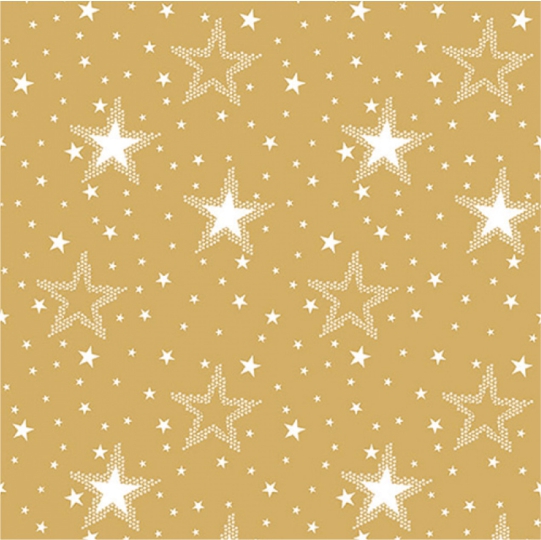 Сервировочные салфетки, Белые звезды, Золото, 33*33 см, 20 шт.