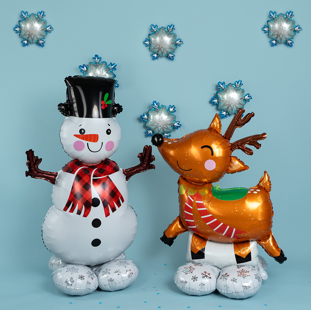 Шар 3D (37''/94 см) Фигура на подставке, Олень в красном шарфе, 1 шт. в уп.