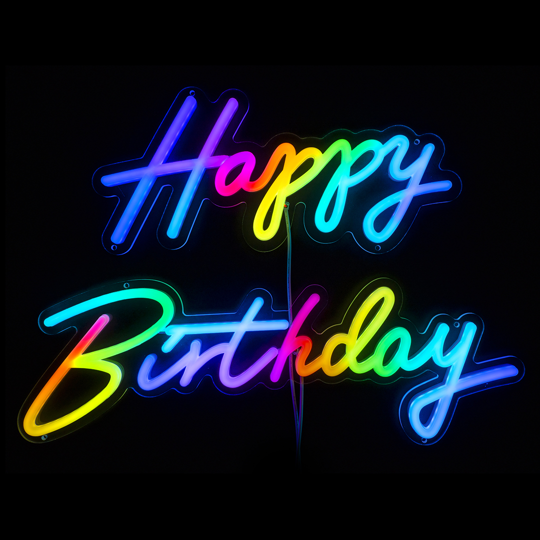 Световая надпись на подложке Happy Birthday, 23*42, 21*59 см. Разноцветный, 1 шт.